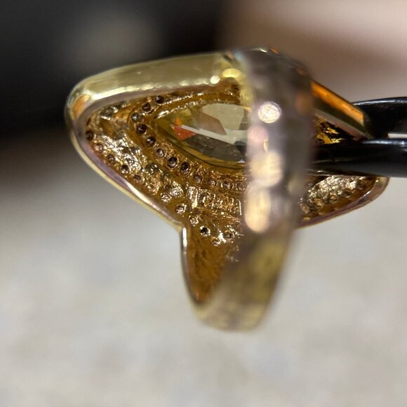 Yellow/White Cz Statement Ring - Picture 7 of 9
